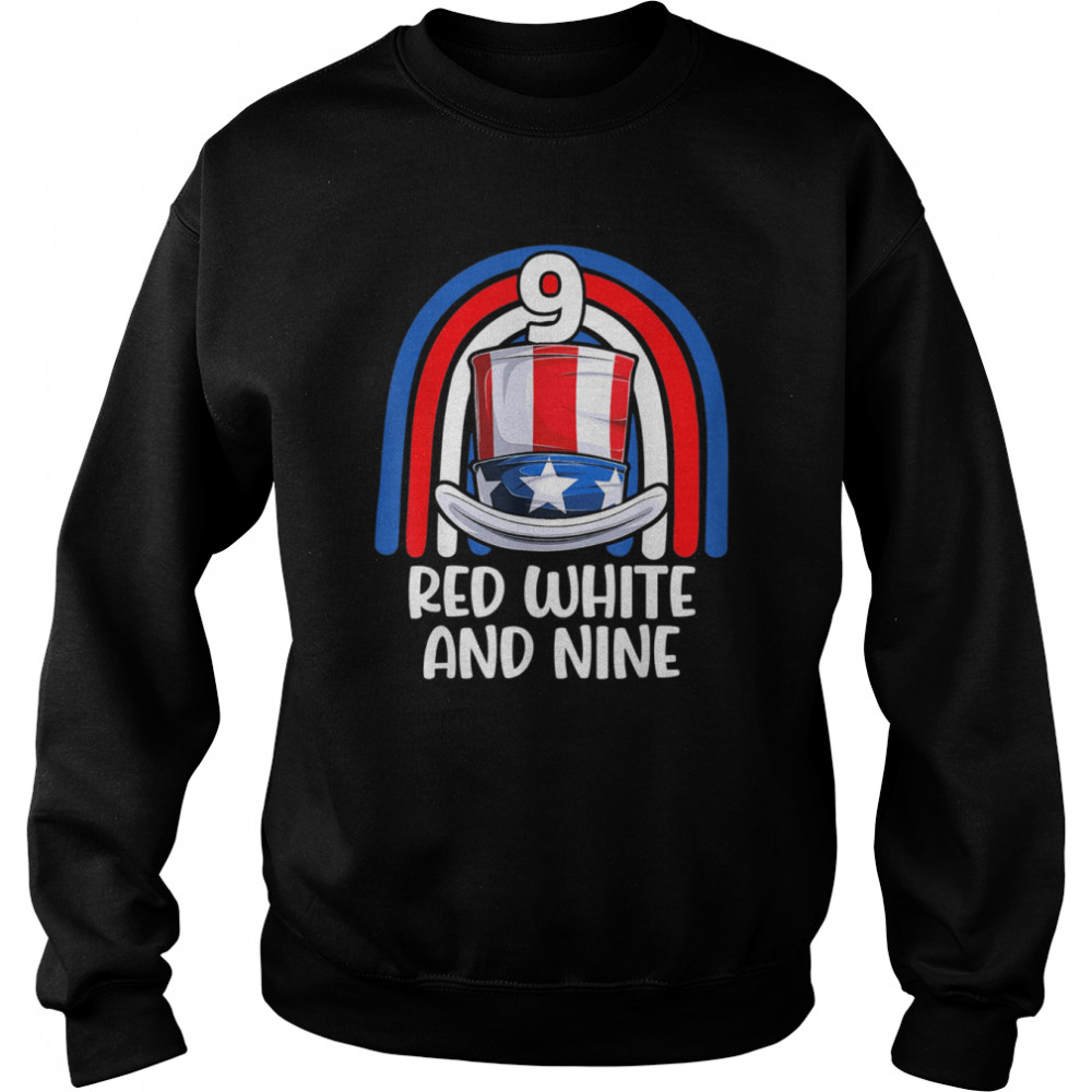 4th of July Red White 9 Years American Flag Shirt Unisex Sweatshirt