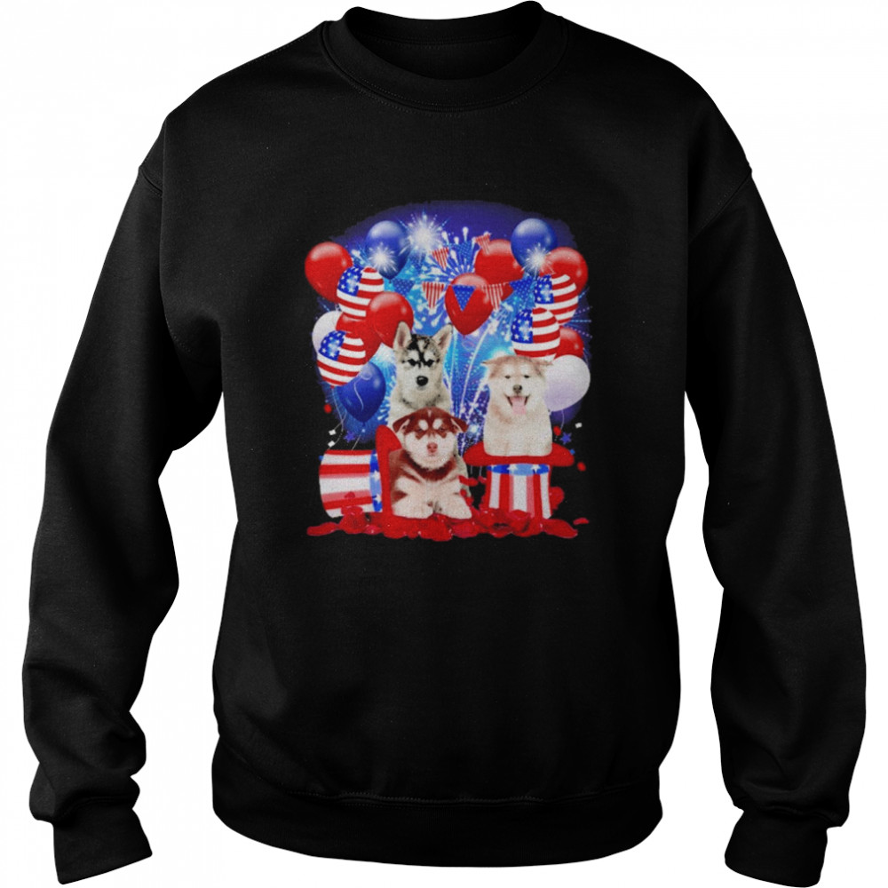 Alaskan Malamute Balloons Fireworks Shirt Unisex Sweatshirt