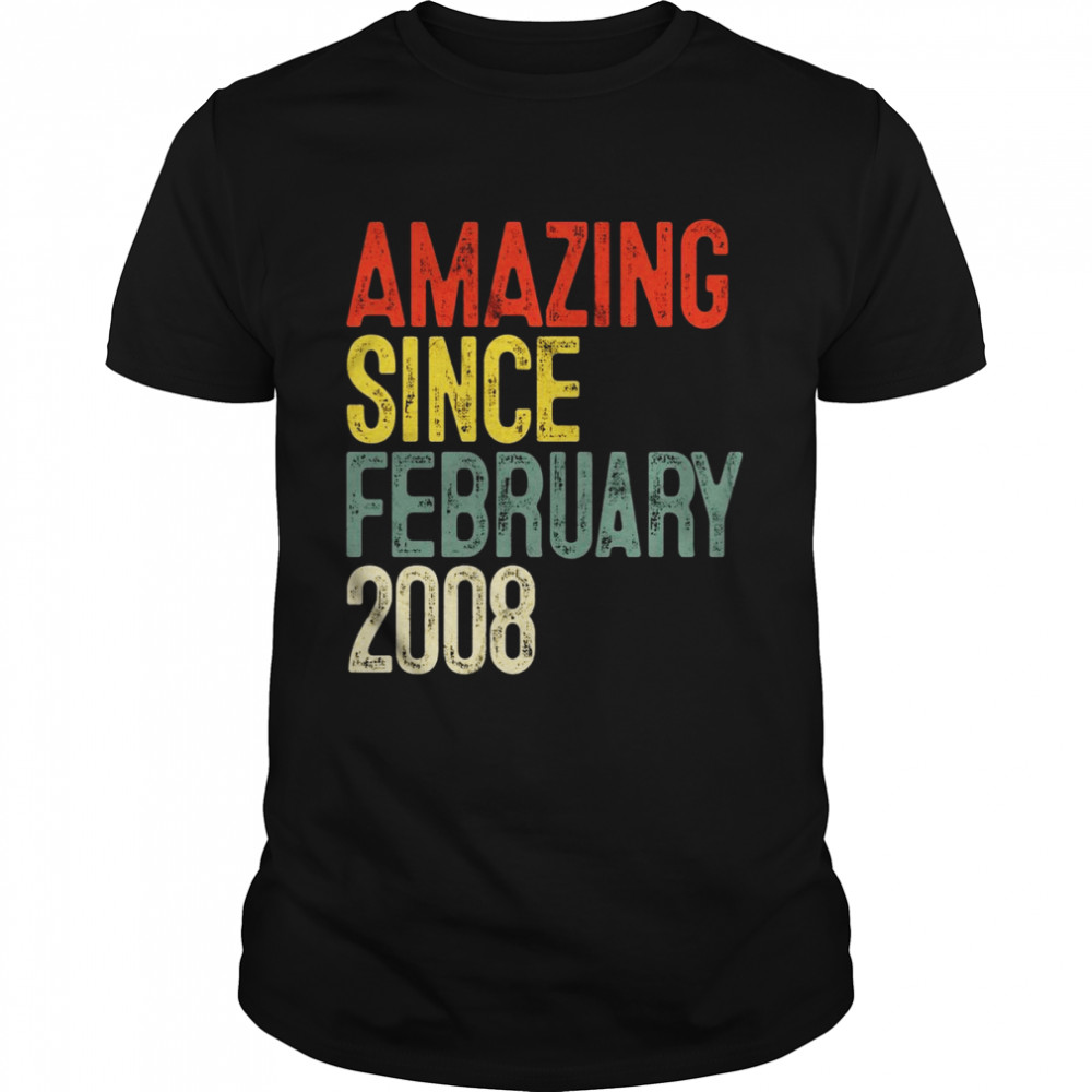 Amazing Since February 2008 14th Birthday Shirt