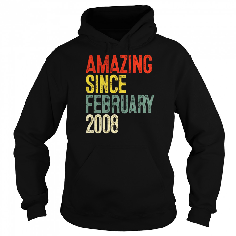 Amazing Since February 2008 14th Birthday Shirt Unisex Hoodie