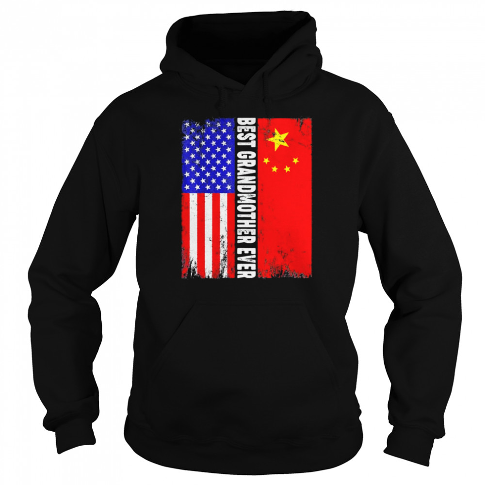 American flag and China flag best grandmother ever family  Unisex Hoodie