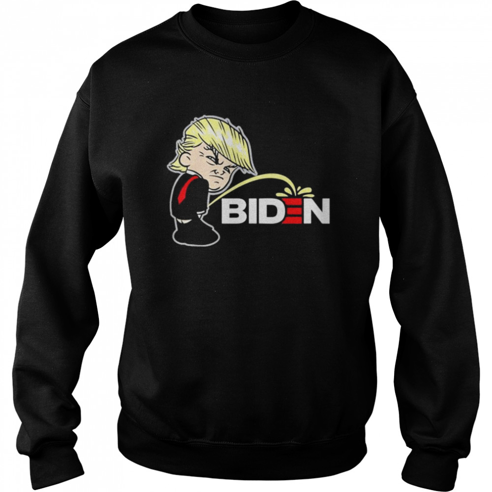 AntI Biden Trump peeing pissing on Biden political  Unisex Sweatshirt