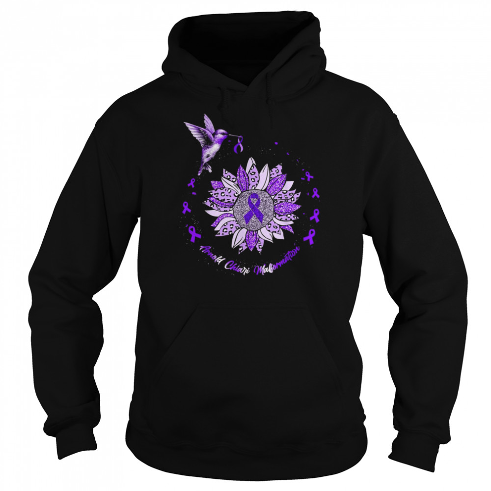 Arnold Chiari Malformation Awareness Sunflower Hummingbird RShirt Unisex Hoodie