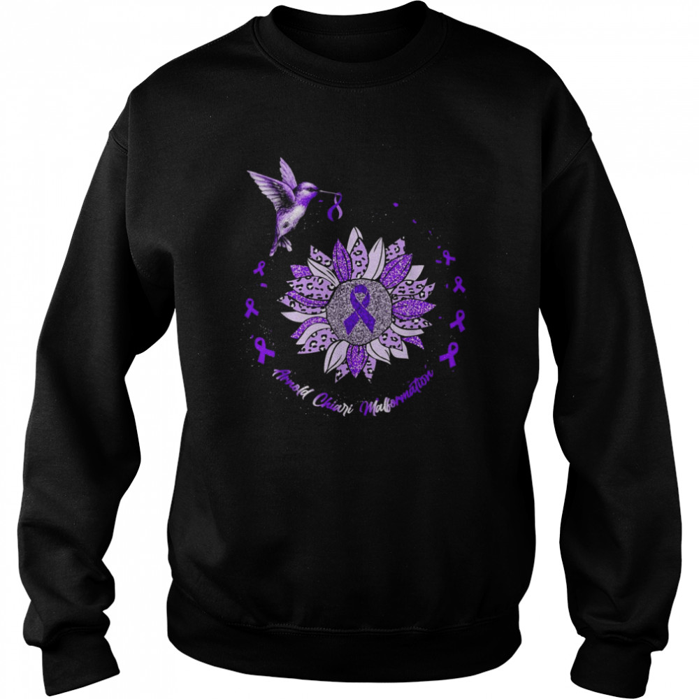 Arnold Chiari Malformation Awareness Sunflower Hummingbird RShirt Unisex Sweatshirt