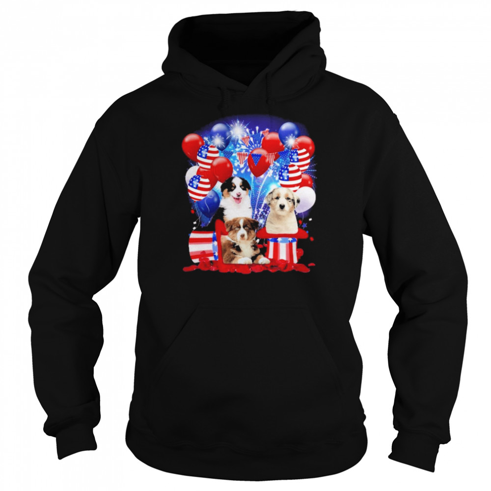 Australian Shepherd Balloons Fireworks Shirt Unisex Hoodie