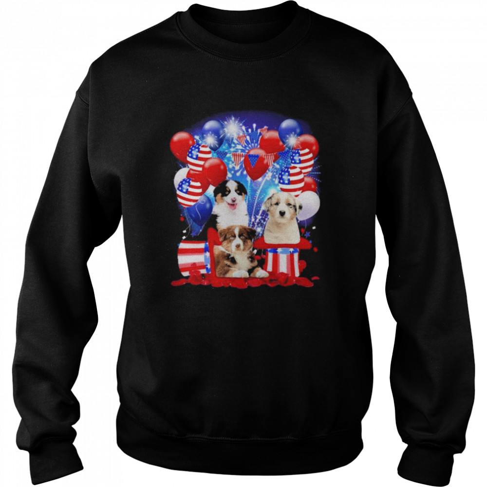 Australian Shepherd Balloons Fireworks Shirt Unisex Sweatshirt