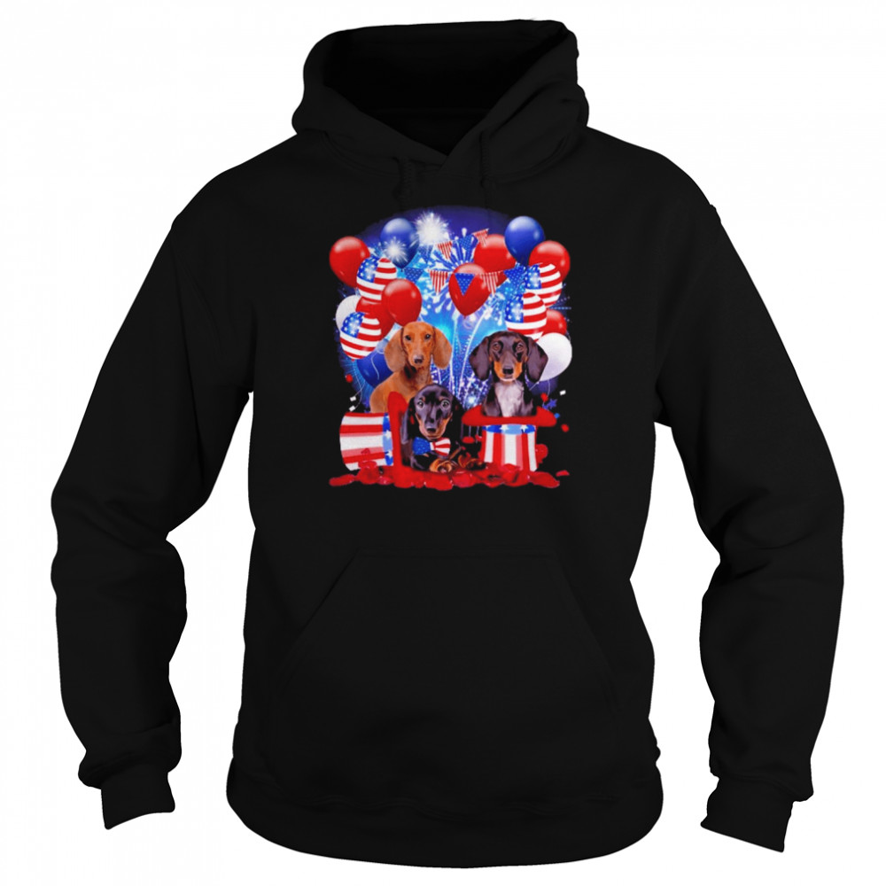 Balloons Fireworks Dachshund Ballons Fireworks Shirt Unisex Hoodie