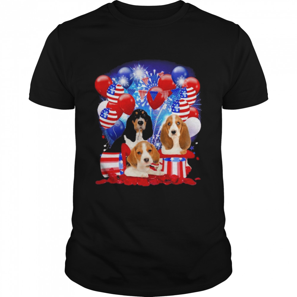 Basset Hound Balloons Fireworks Shirt