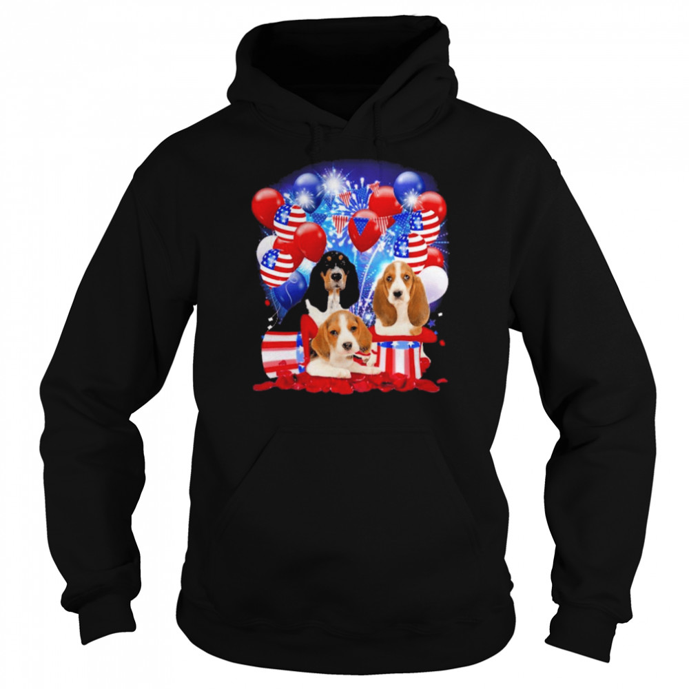 Basset Hound Balloons Fireworks Shirt Unisex Hoodie