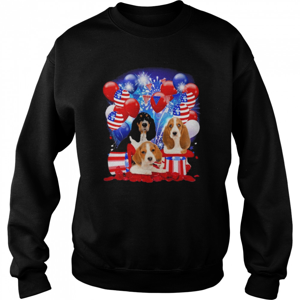 Basset Hound Balloons Fireworks Shirt Unisex Sweatshirt