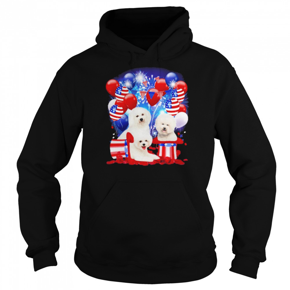 Bichon Frise Balloons Fireworks Shirt Unisex Hoodie