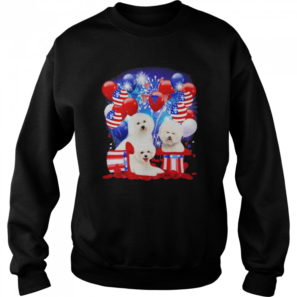 Bichon Frise Balloons Fireworks Shirt Unisex Sweatshirt