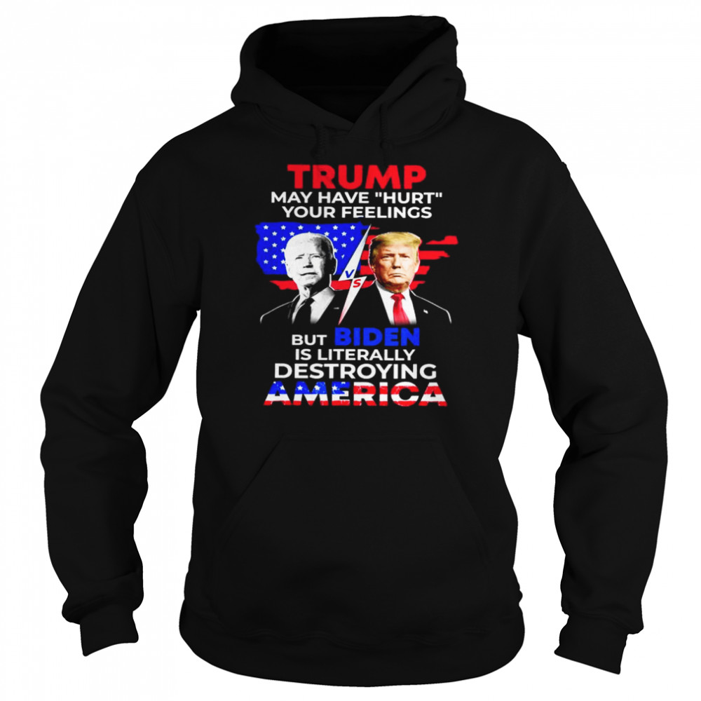 Biden and Donald Trump is literally destroying america democrat  Unisex Hoodie