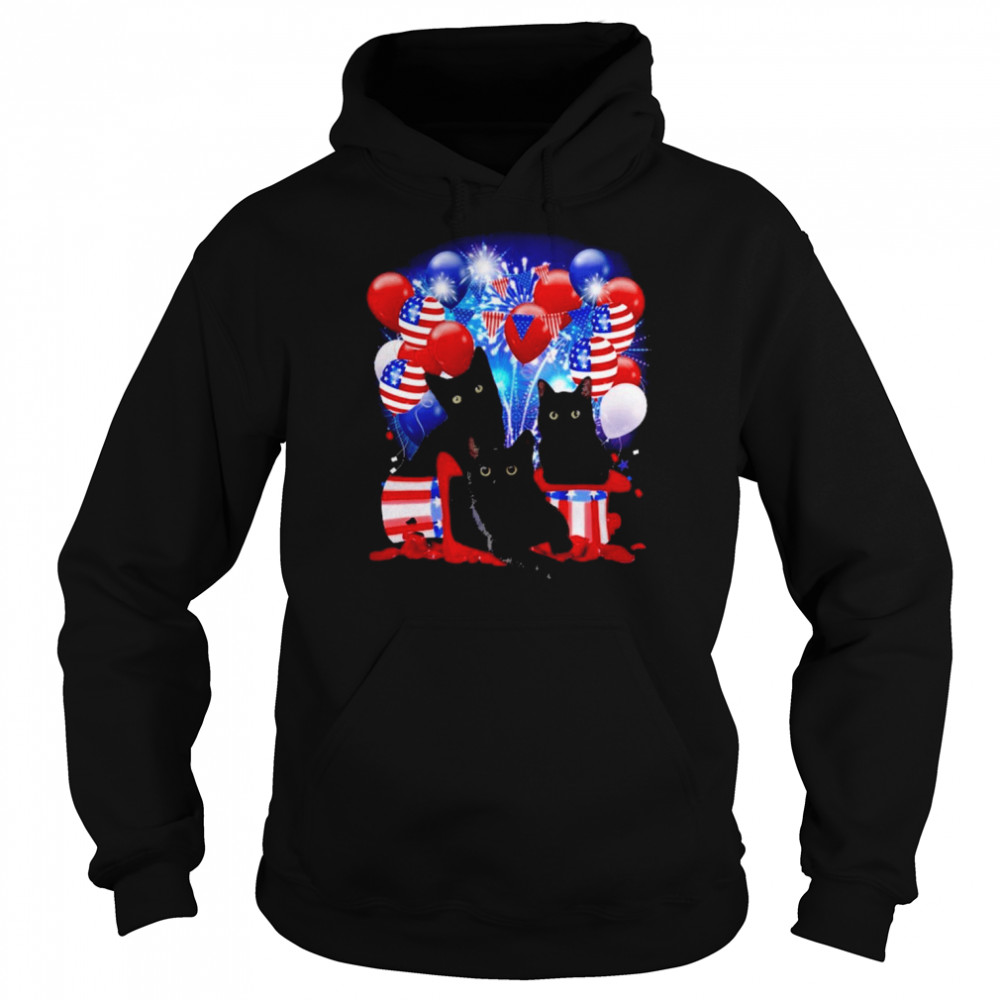 Black Cat Balloons Fireworks Shirt Unisex Hoodie