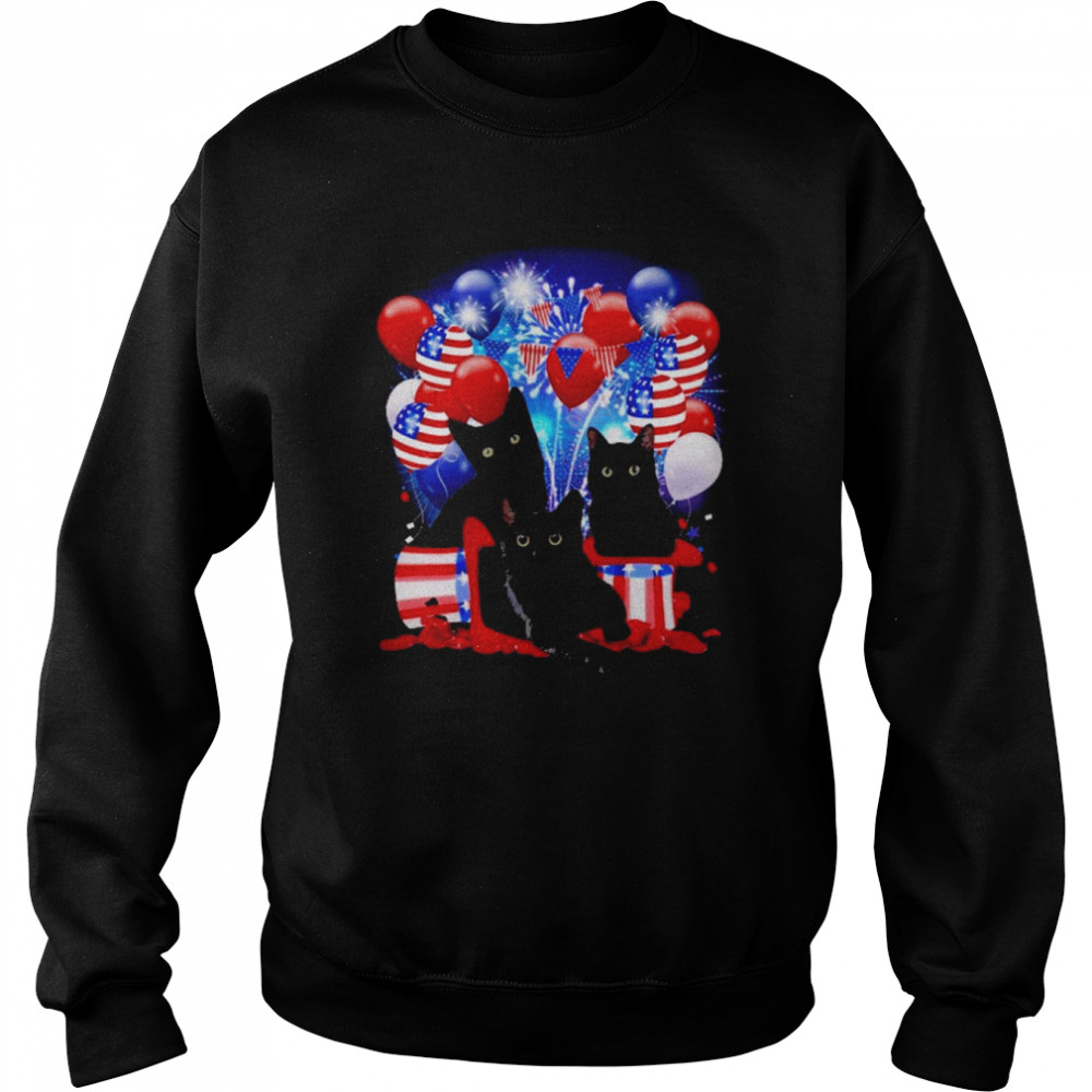 Black Cat Balloons Fireworks Shirt Unisex Sweatshirt