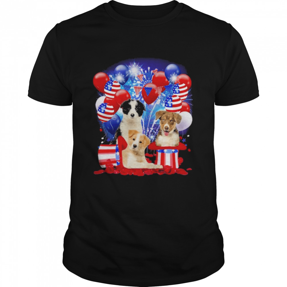 Border Collie Balloons Fireworks Shirt