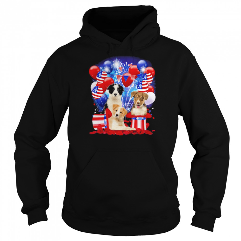 Border Collie Balloons Fireworks Shirt Unisex Hoodie