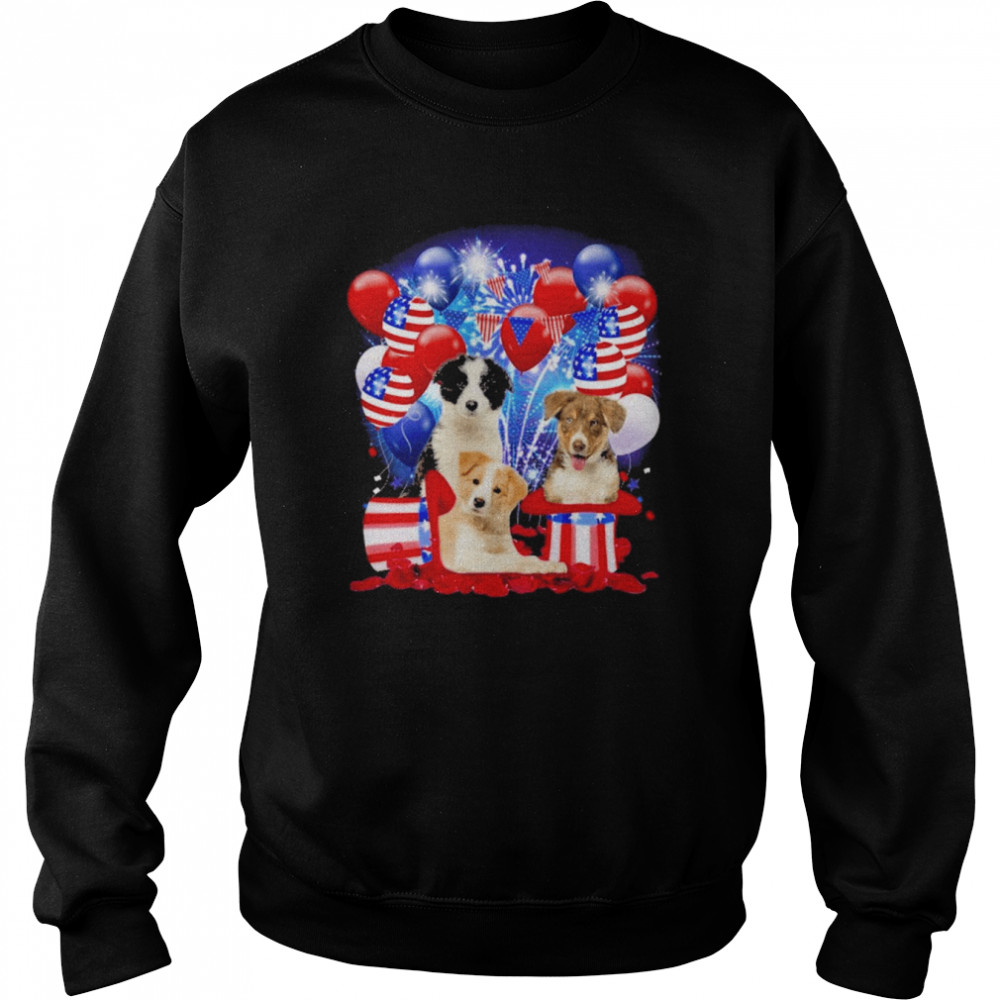 Border Collie Balloons Fireworks Shirt Unisex Sweatshirt