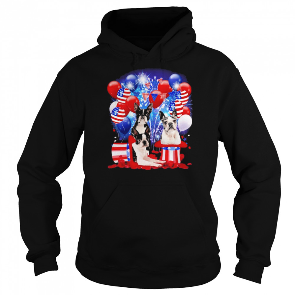 Boston Terrier Balloons Fireworks Shirt Unisex Hoodie