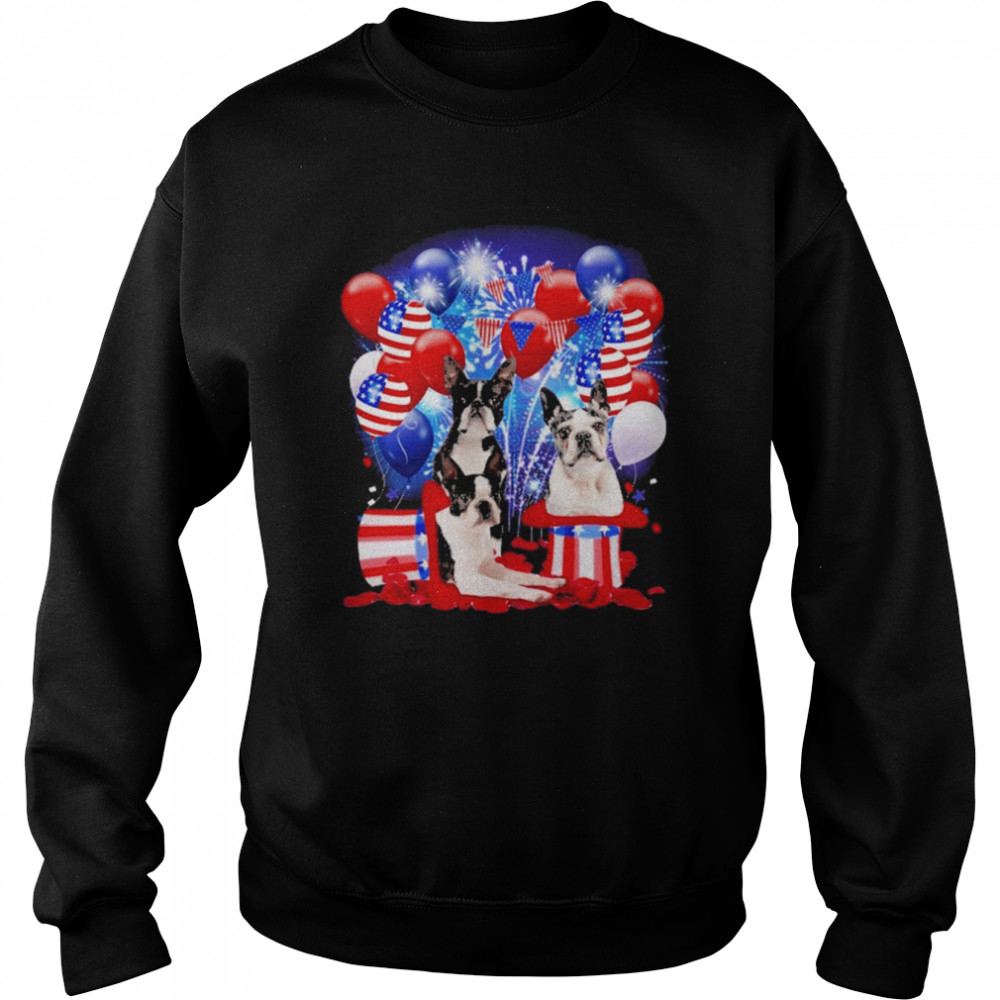 Boston Terrier Balloons Fireworks Shirt Unisex Sweatshirt