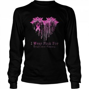 Butterfly I wear Pink for Breast Cancer Awareness Heart 2022  Long Sleeved T-shirt