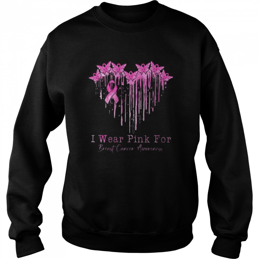 Butterfly I wear Pink for Breast Cancer Awareness Heart 2022  Unisex Sweatshirt