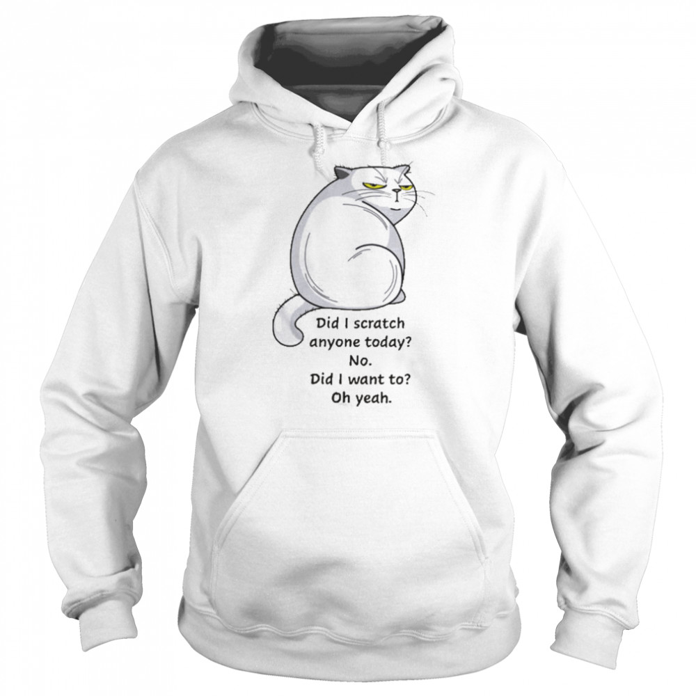 Cat Did I Scratch Anyone Today No Did I Want To Oh Yeah Shirt Unisex Hoodie