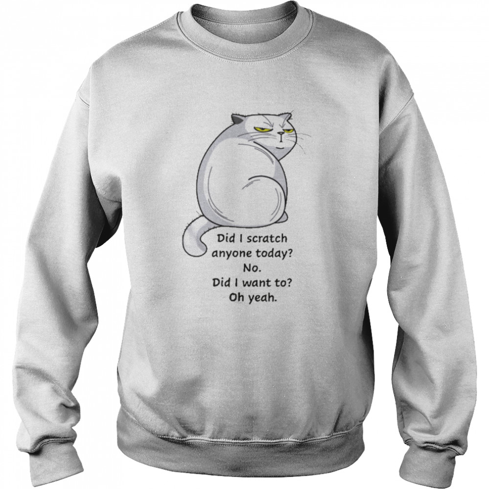 Cat Did I Scratch Anyone Today No Did I Want To Oh Yeah Shirt Unisex Sweatshirt