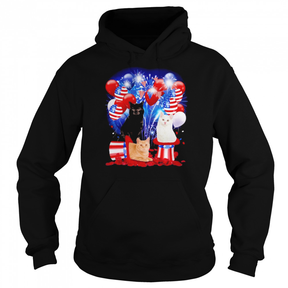 Cats Balloons Fireworks Shirt Unisex Hoodie