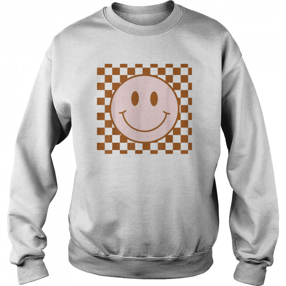 Checkered Pattern Smiley Face Retro Smile Face MemeShirt Unisex Sweatshirt