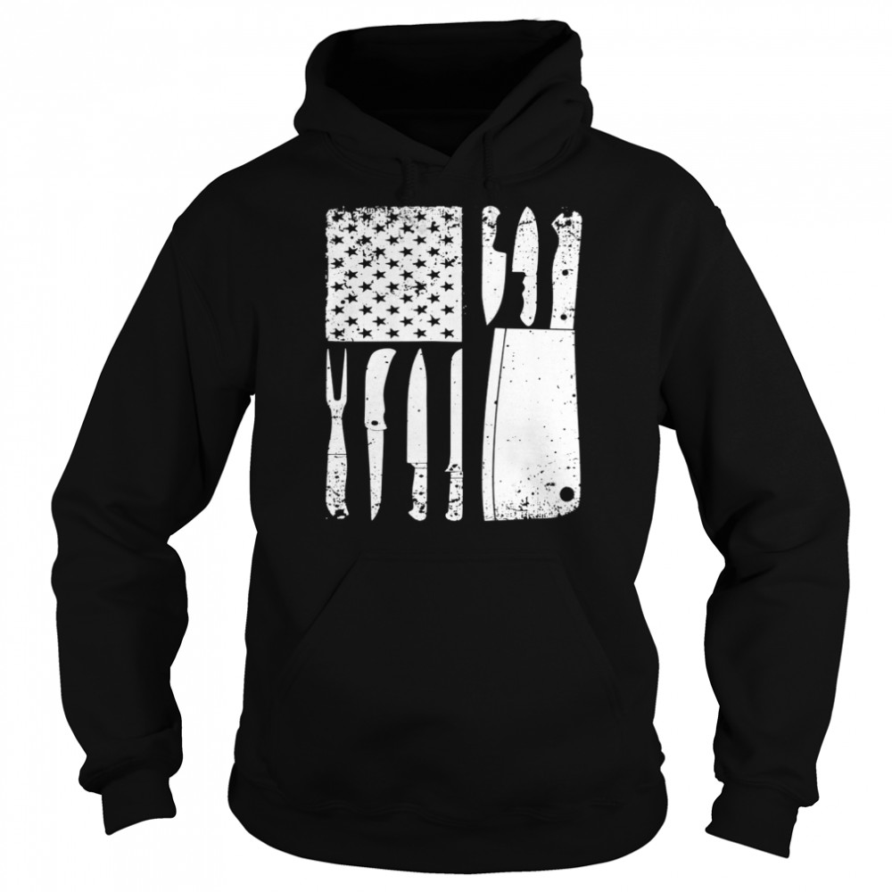 Chef Knife American Flag Design PatriotShirt Shirt Unisex Hoodie