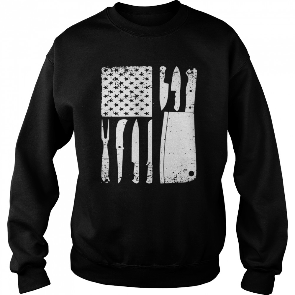 Chef Knife American Flag Design PatriotShirt Shirt Unisex Sweatshirt