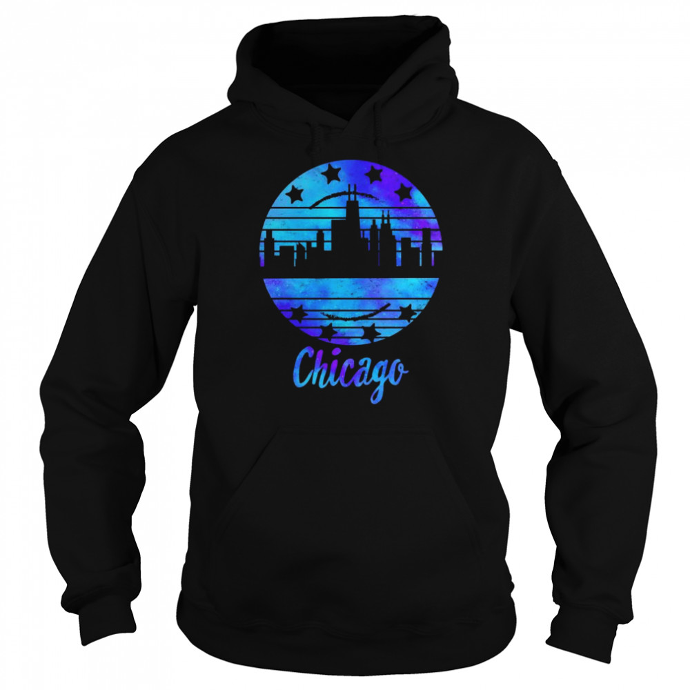 Chicago Flag Skyline Illinois USA Souvenir Chicago Flag Shirt Unisex Hoodie