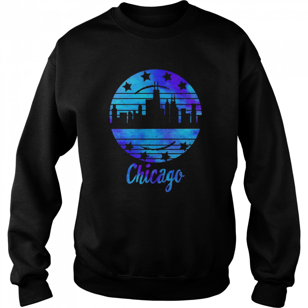 Chicago Flag Skyline Illinois USA Souvenir Chicago Flag Shirt Unisex Sweatshirt