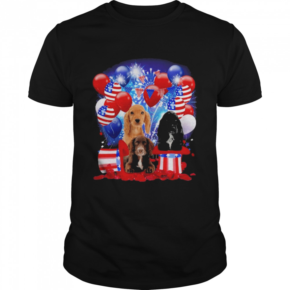 Cocker Spaniel Balloons Fireworks Shirt