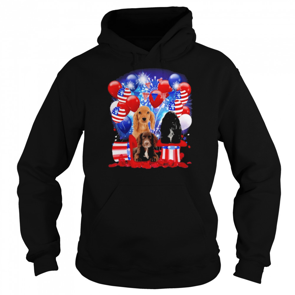 Cocker Spaniel Balloons Fireworks Shirt Unisex Hoodie