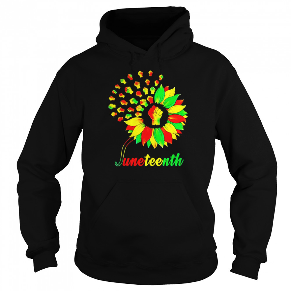 Cute juneteenth fist sunflower black african American  Unisex Hoodie