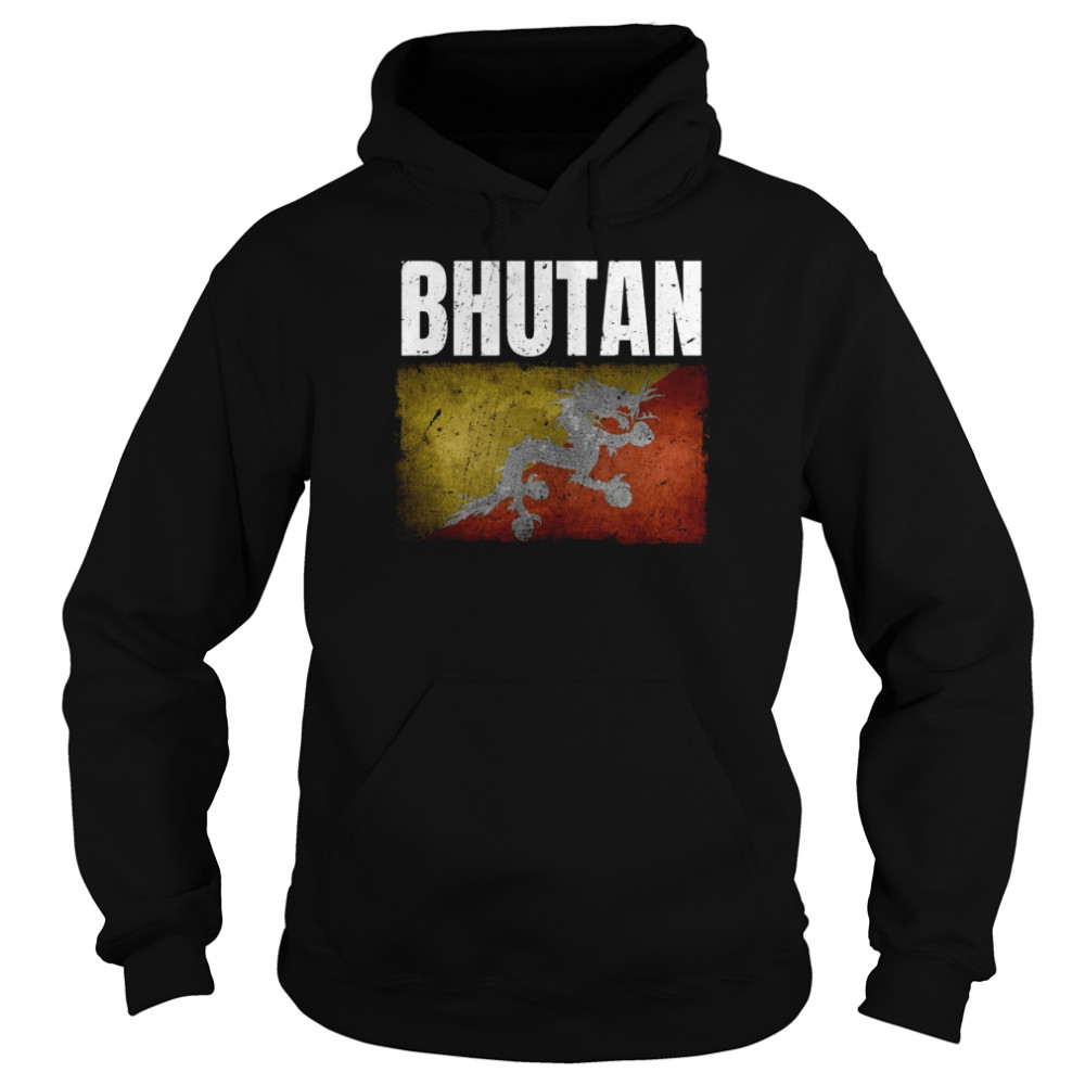 Distressed Bhutan Flag Bhutanese Shirt Unisex Hoodie