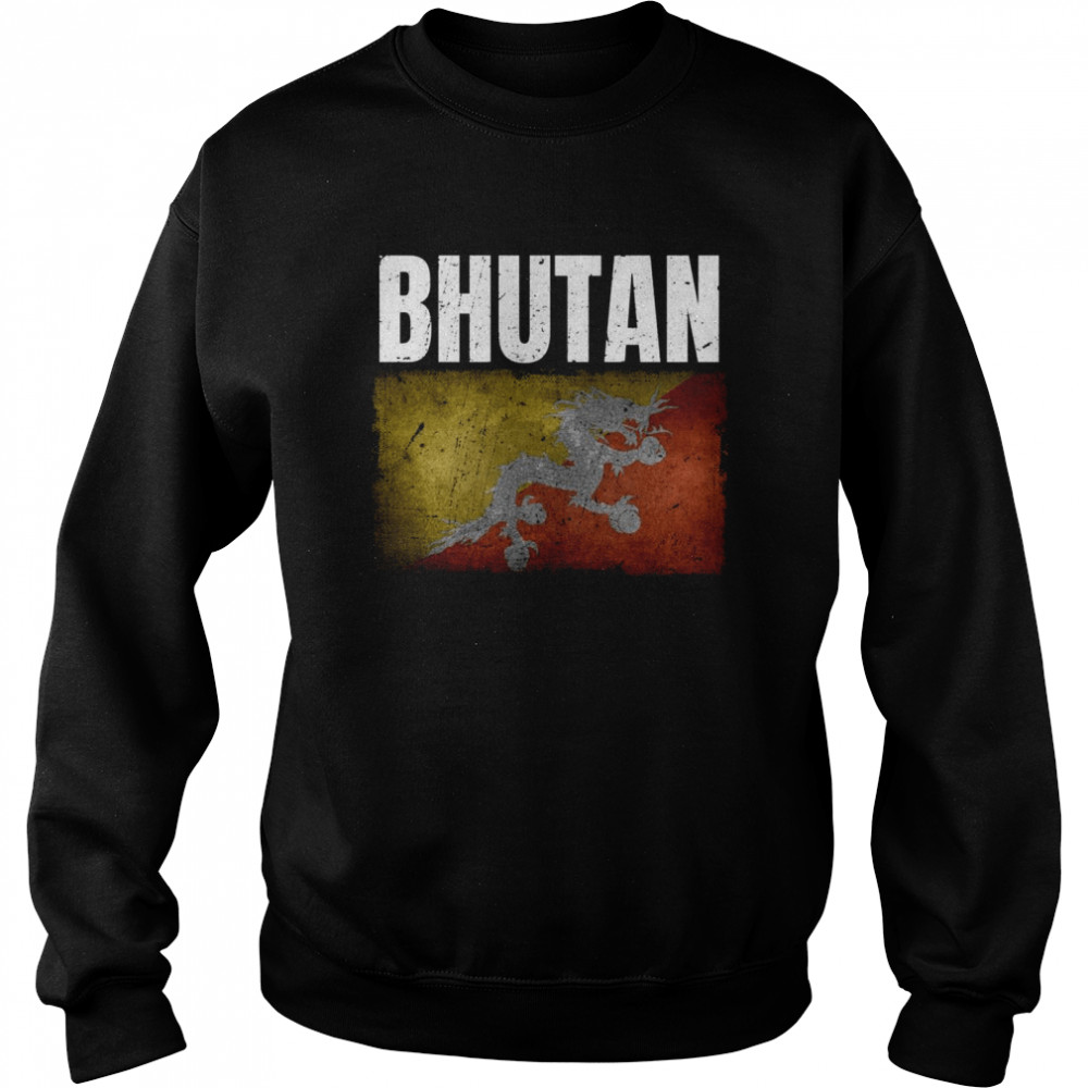 Distressed Bhutan Flag Bhutanese Shirt Unisex Sweatshirt