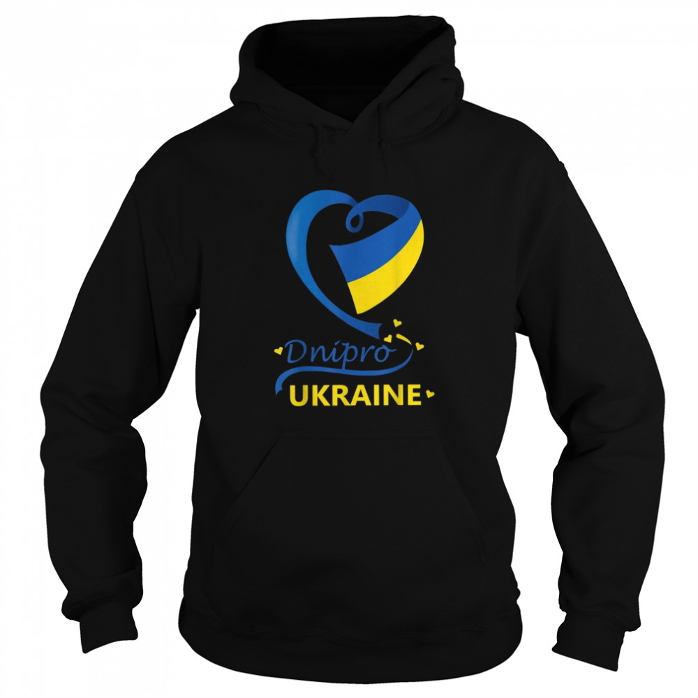 Dnipro Ukraine National Flag Heart Emblem CrestShirt Shirt Unisex Hoodie