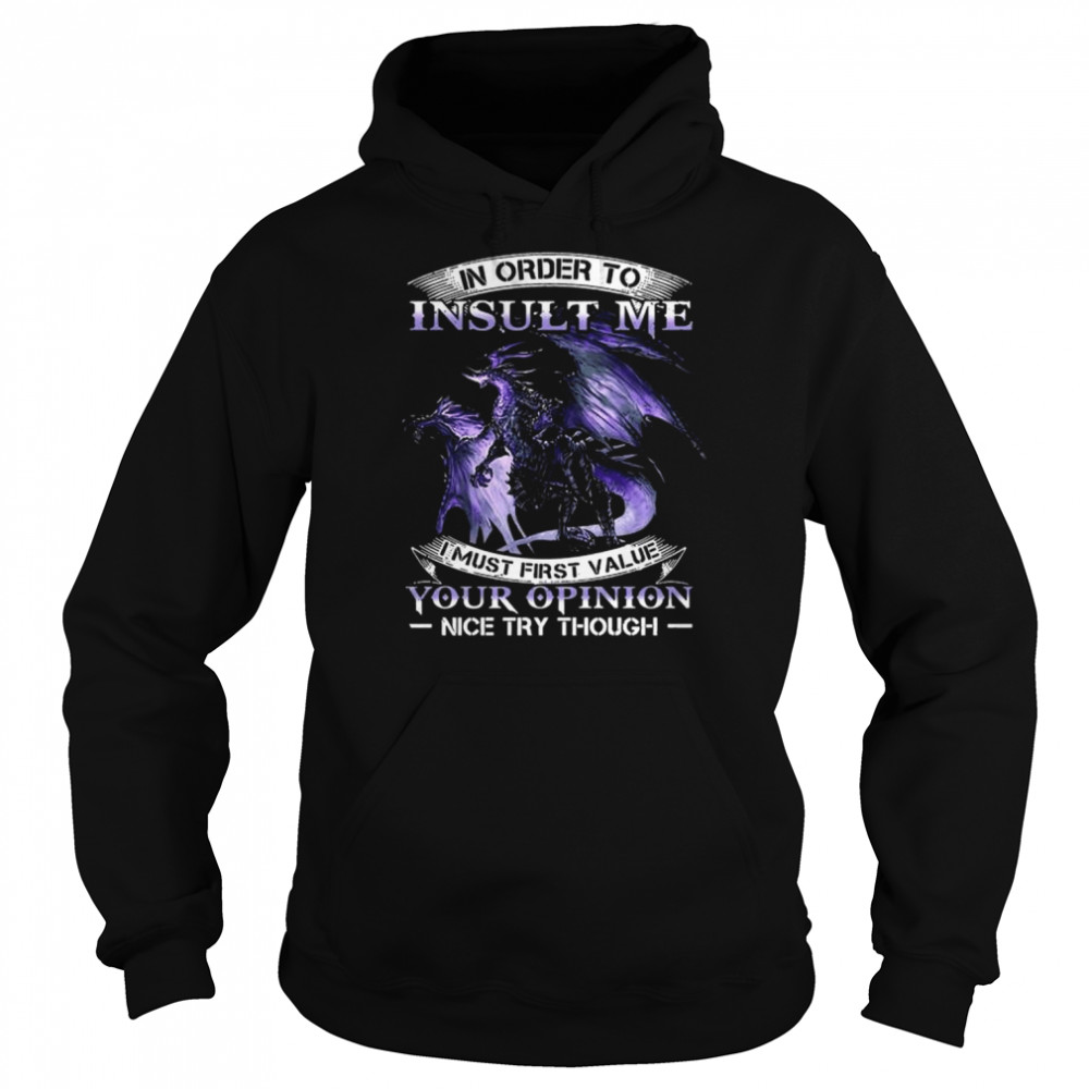 Dragon in order to insult me I must first value your opinion nice try though  Unisex Hoodie