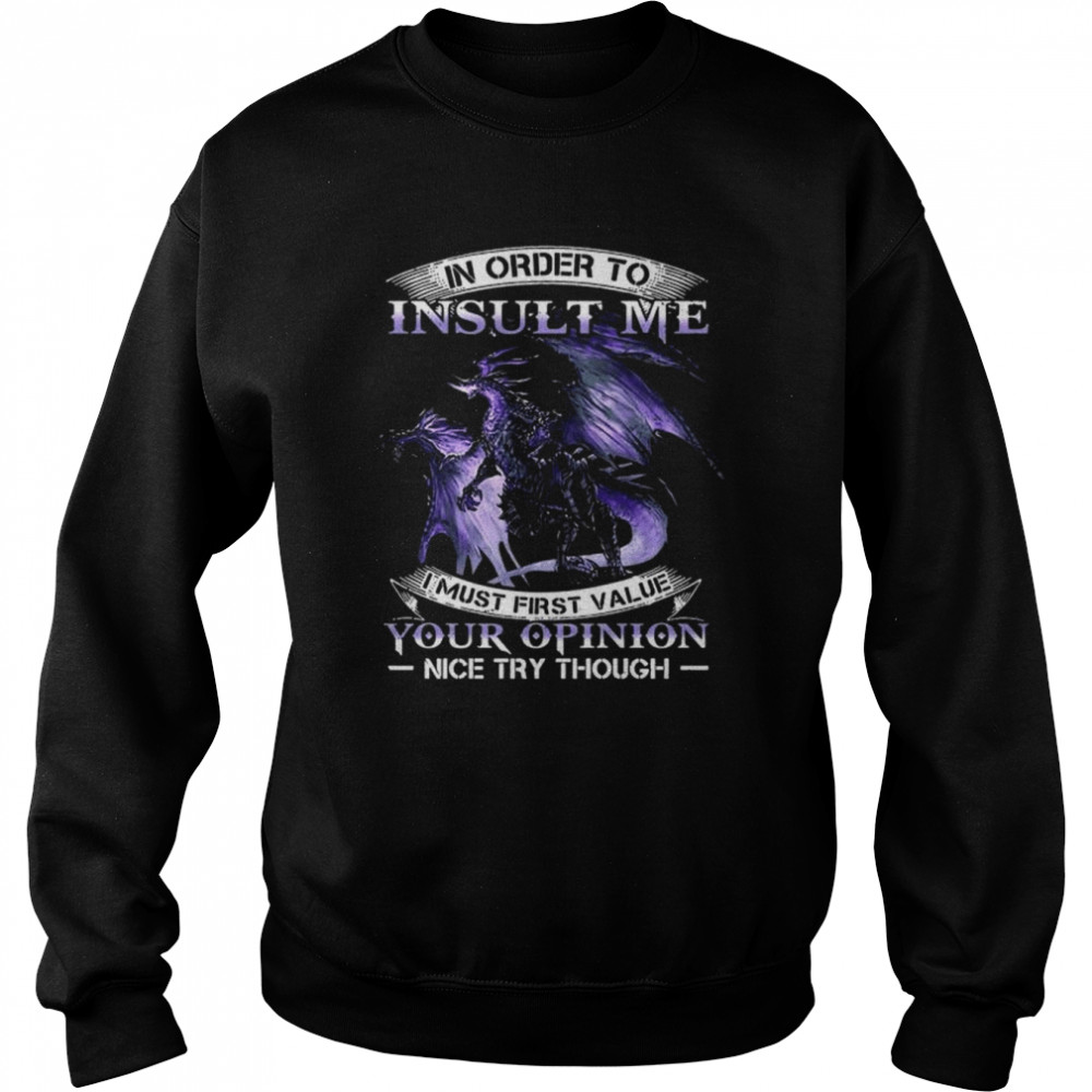 Dragon in order to insult me I must first value your opinion nice try though  Unisex Sweatshirt