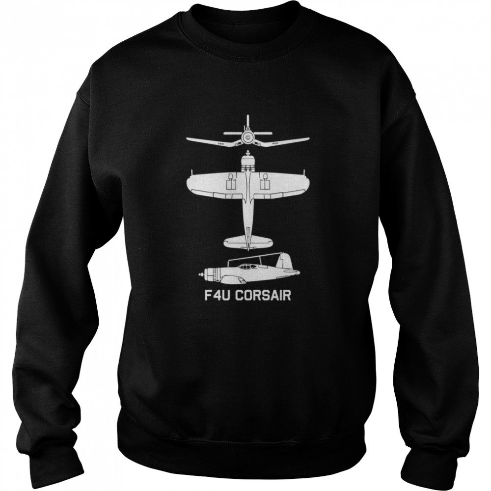 F4U Corsair American WW2 Fighter Plane Silhouettes Shirt Unisex Sweatshirt