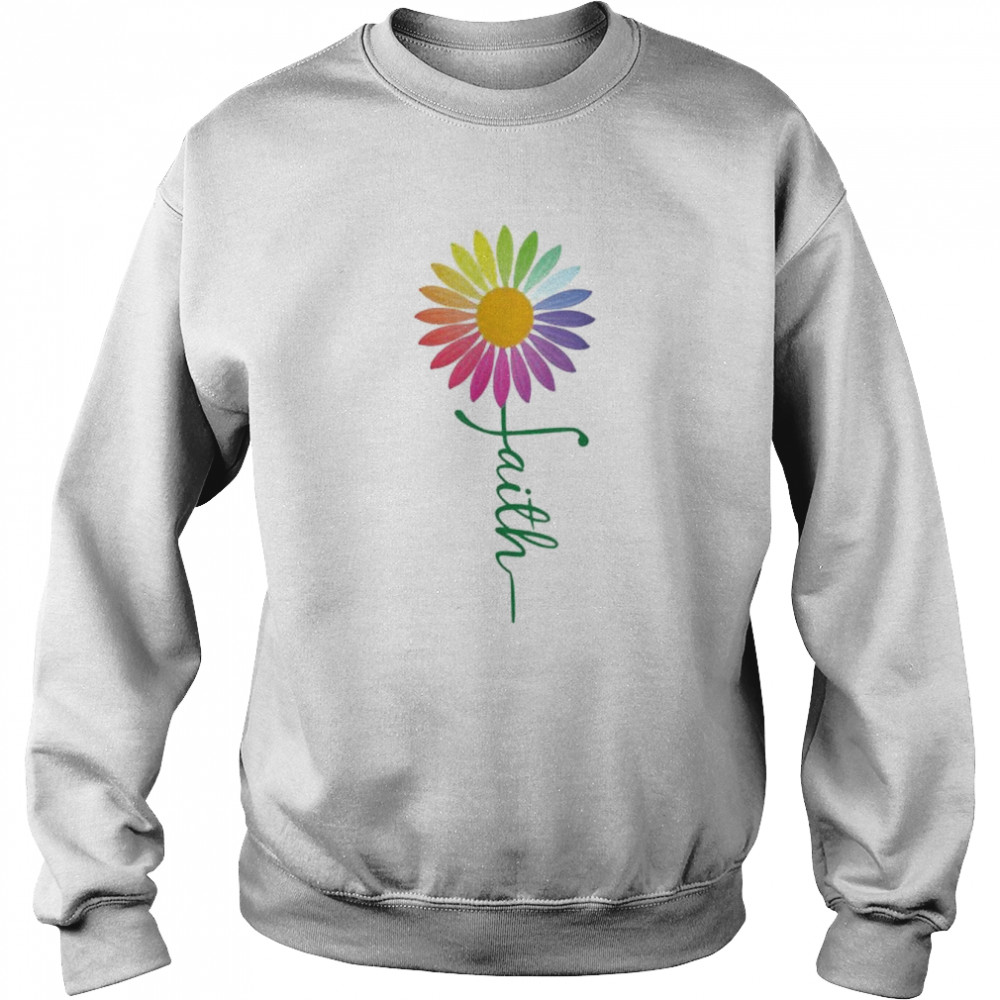 Faith cross flower rainbow  Unisex Sweatshirt