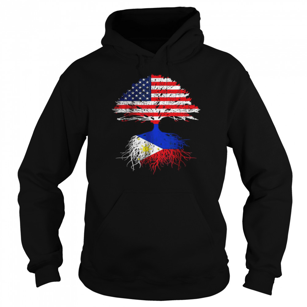 Filipino Roots American Grown Philippines USA Tree Flag Shirt Unisex Hoodie