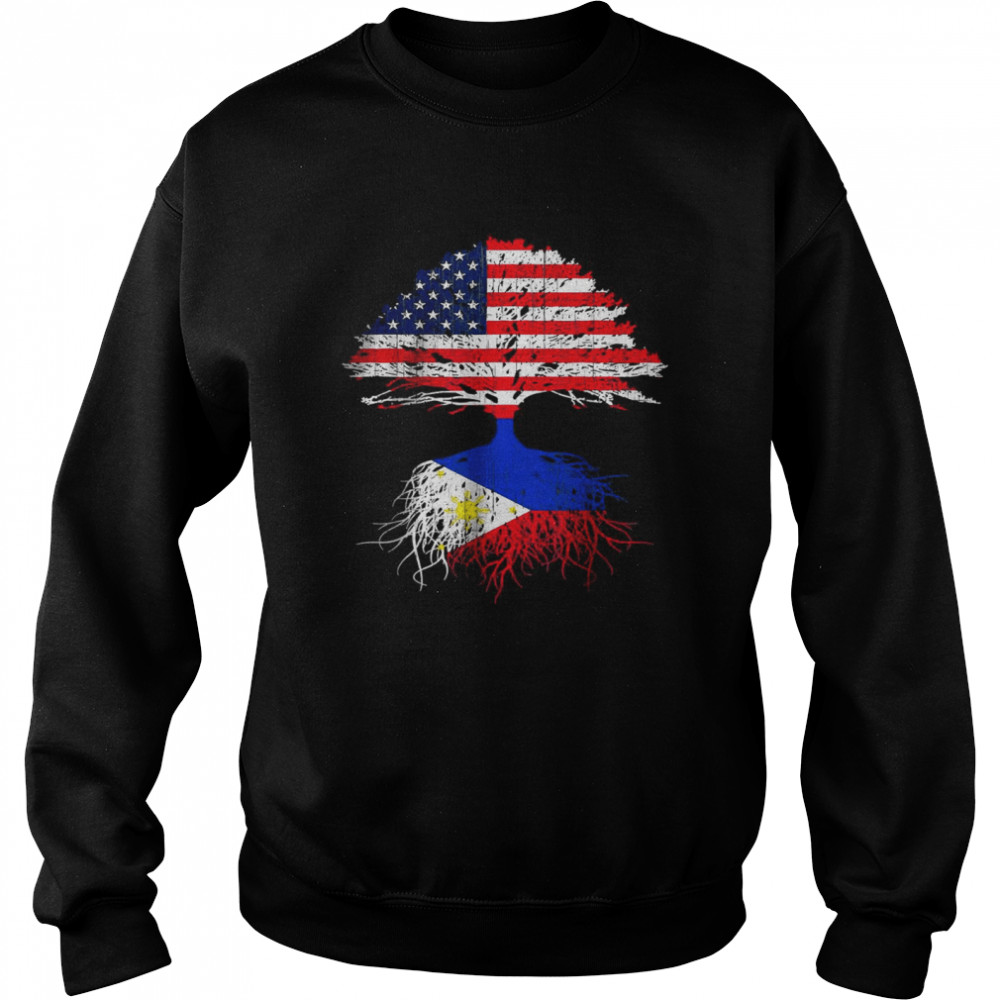 Filipino Roots American Grown Philippines USA Tree Flag Shirt Unisex Sweatshirt