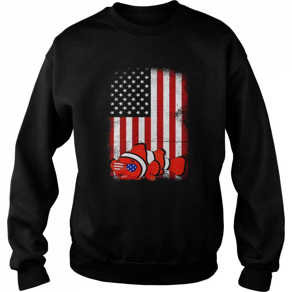 Fish American Flag Boys Girls Fourth Of July Shirt Unisex Sweatshirt