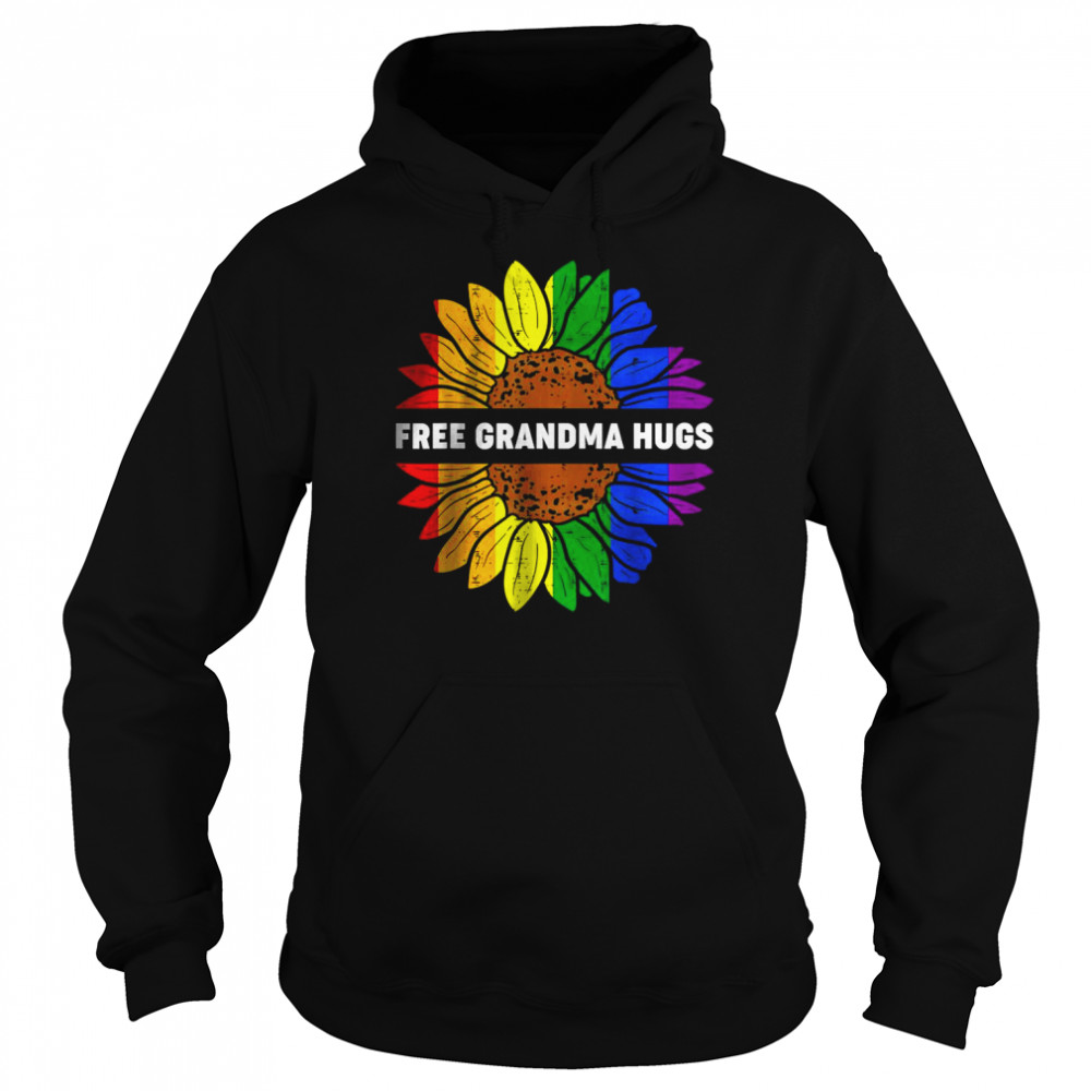 Free Grandma Hugs Lgbt Daisy Rainbow Flower Hippie Gay Pride T-Shirt Unisex Hoodie