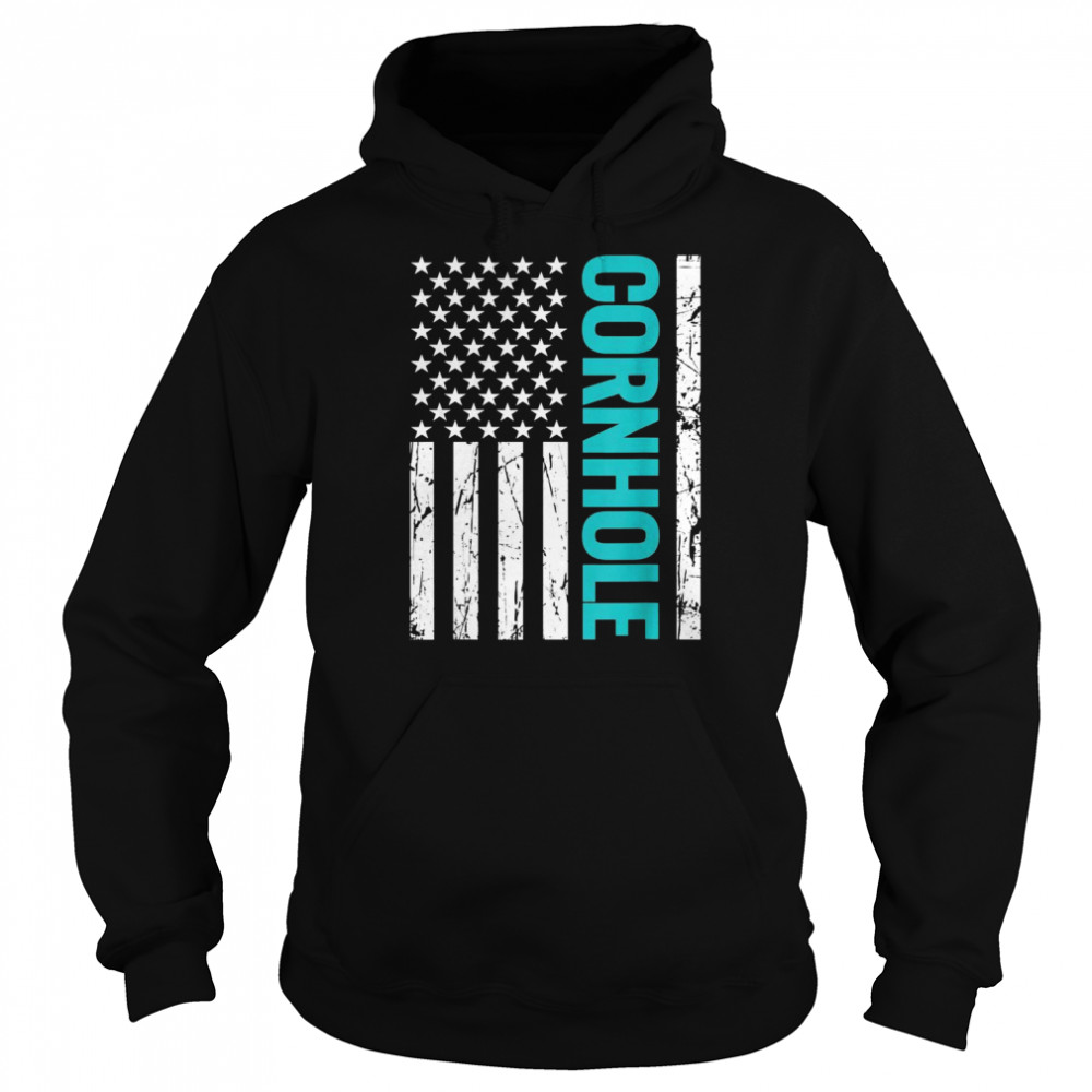 Funny Cornhole US Flag Shirt Unisex Hoodie