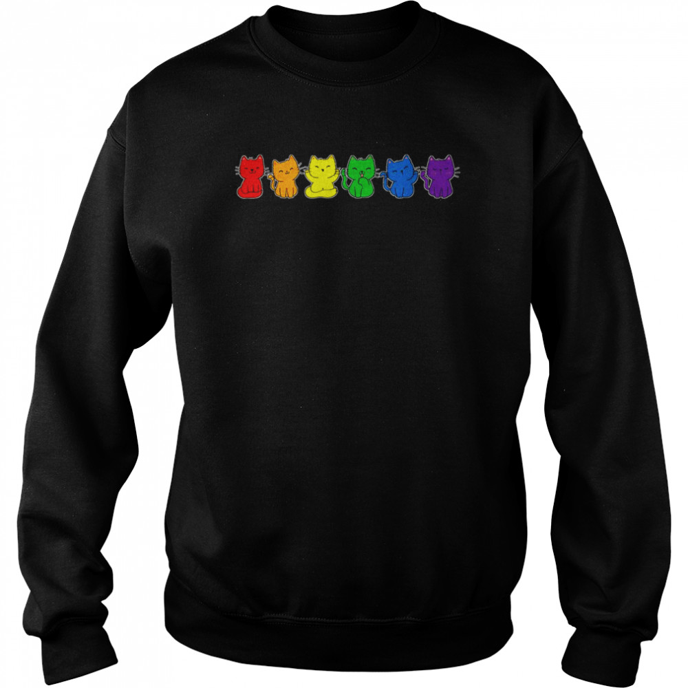 Gay Pride Cats LGBT Rainbow Flag LGBTQ Cute Cat Shirt Unisex Sweatshirt